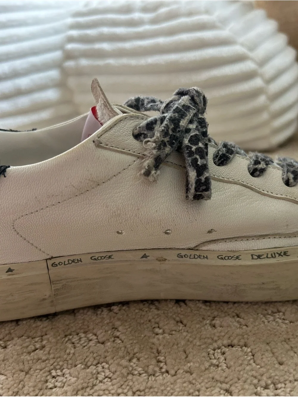 Golden Goose Hi Star Leopard Star and Laces, Black Glitter Heel Size 40 - Picture 9 of 9